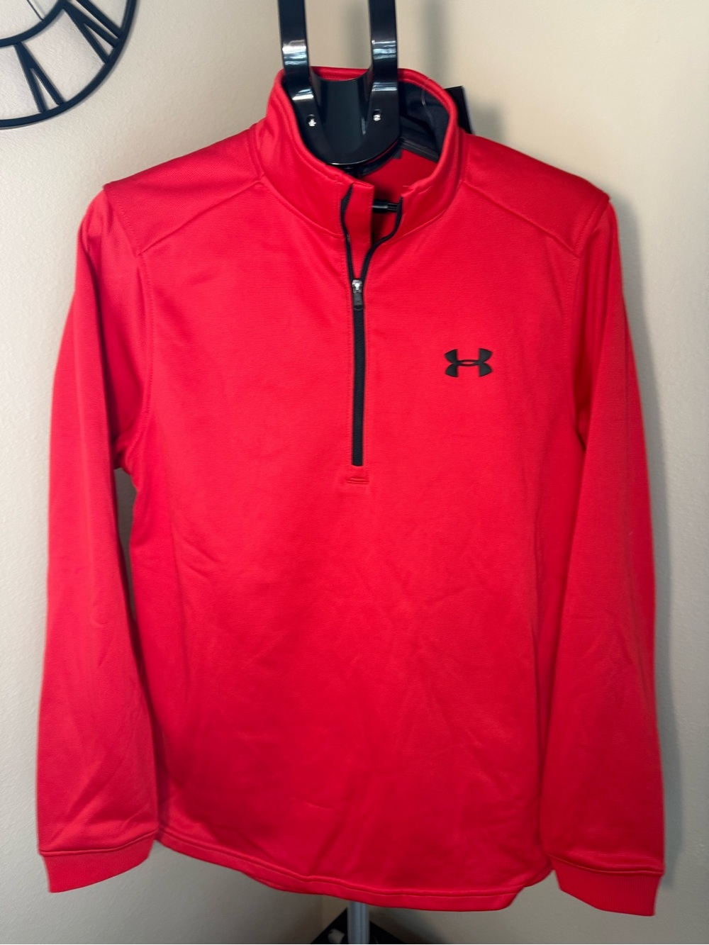 Under Armour Men’s Bright Red Quarter-Zip Pullover with Black Accents